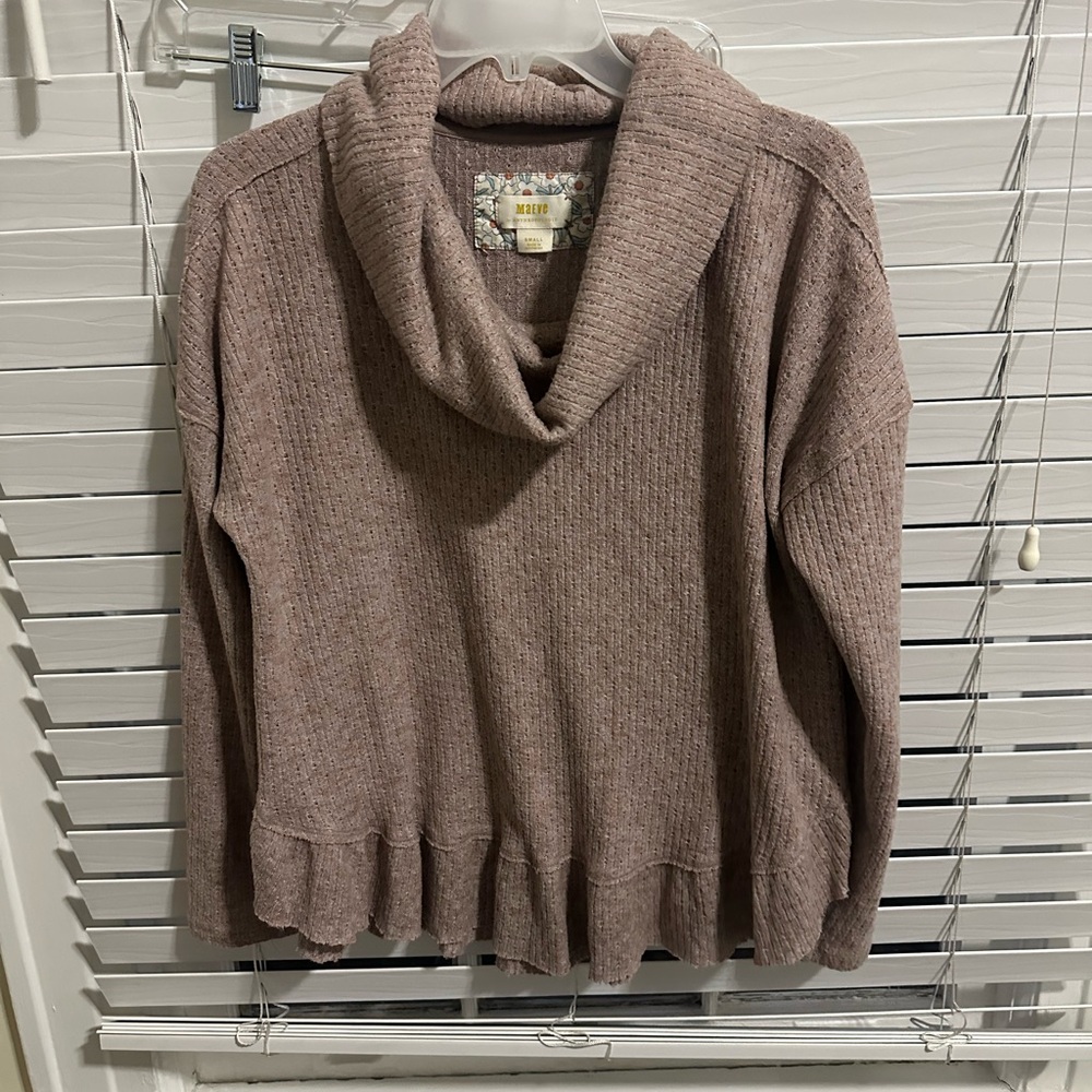 Anthropologie Dusty Rose Cowl Neck Sweater